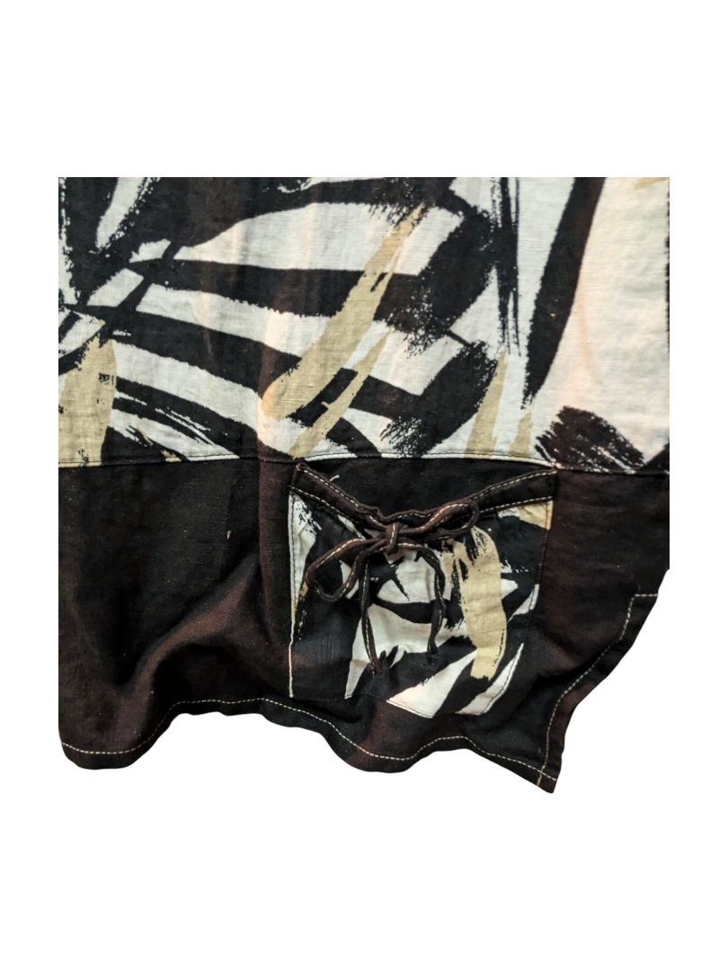 Black Tropical Print White Shirt Dolcezza Size M