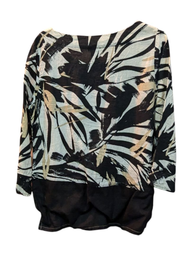 Black Tropical Print White Shirt Dolcezza Size M
