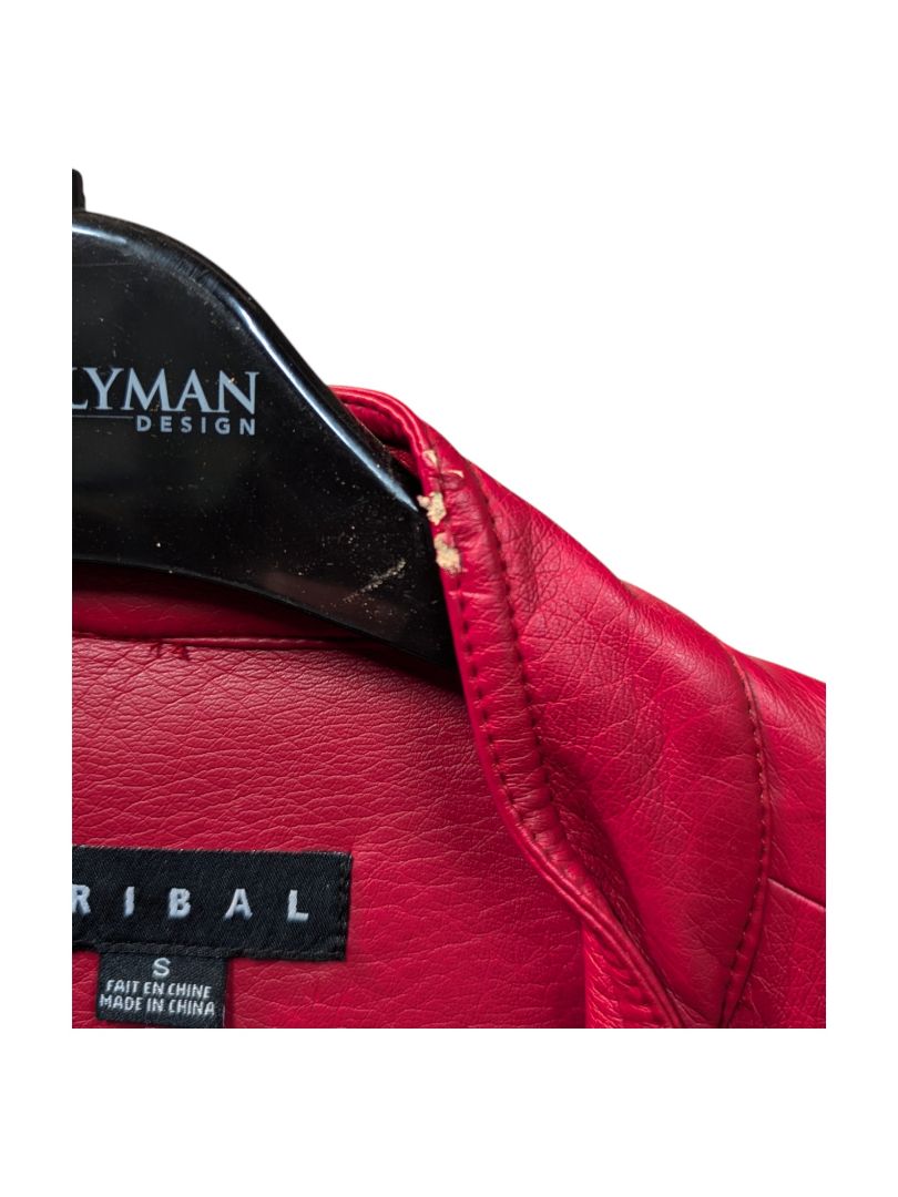 Red Pu Leather Jacket Tribal Size S