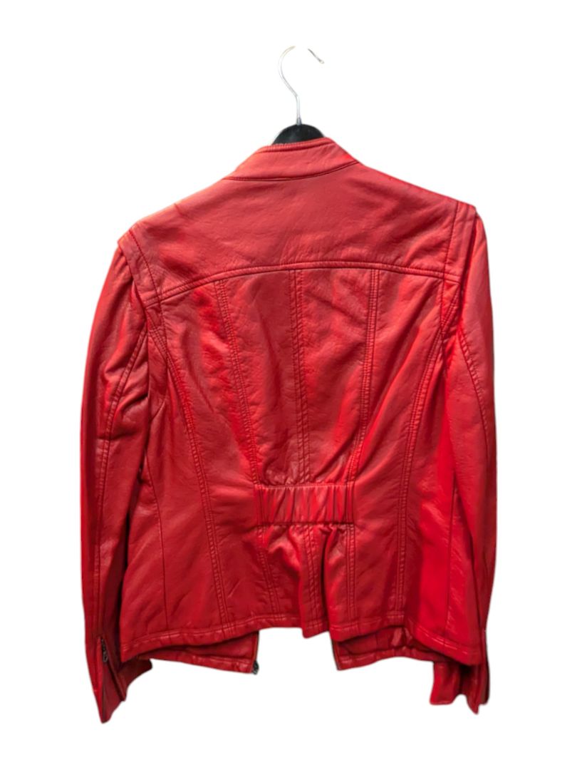 Red Pu Leather Jacket Tribal Size S