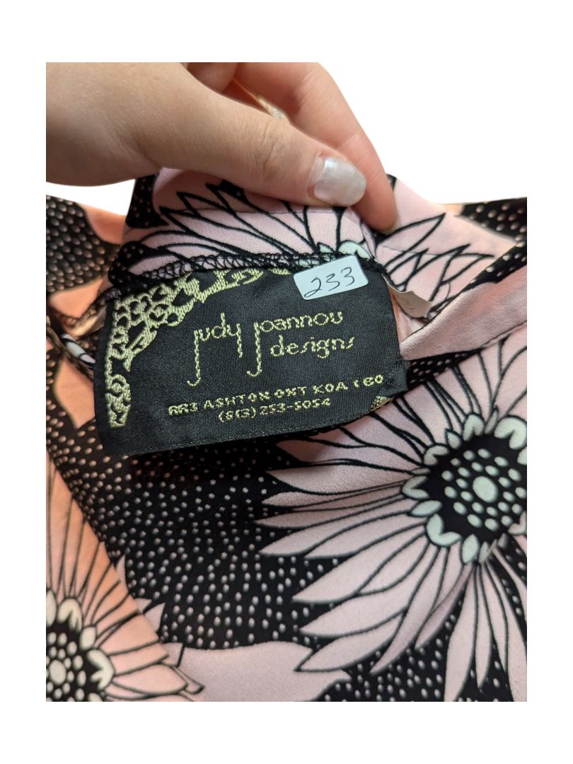 Pink Dandelion Black Skirt Judy Joannou Size S