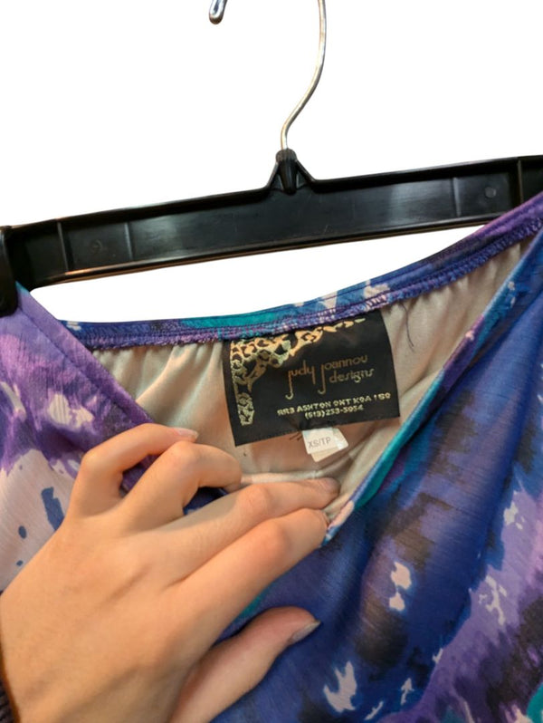 Blue Purple Tie Dyed Skirt Stretchable Wasit Judy Joannou Size XS