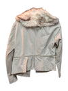 Cream Leather Cropped Jacket with Faux Fur Collar Frank Lyman Size 8