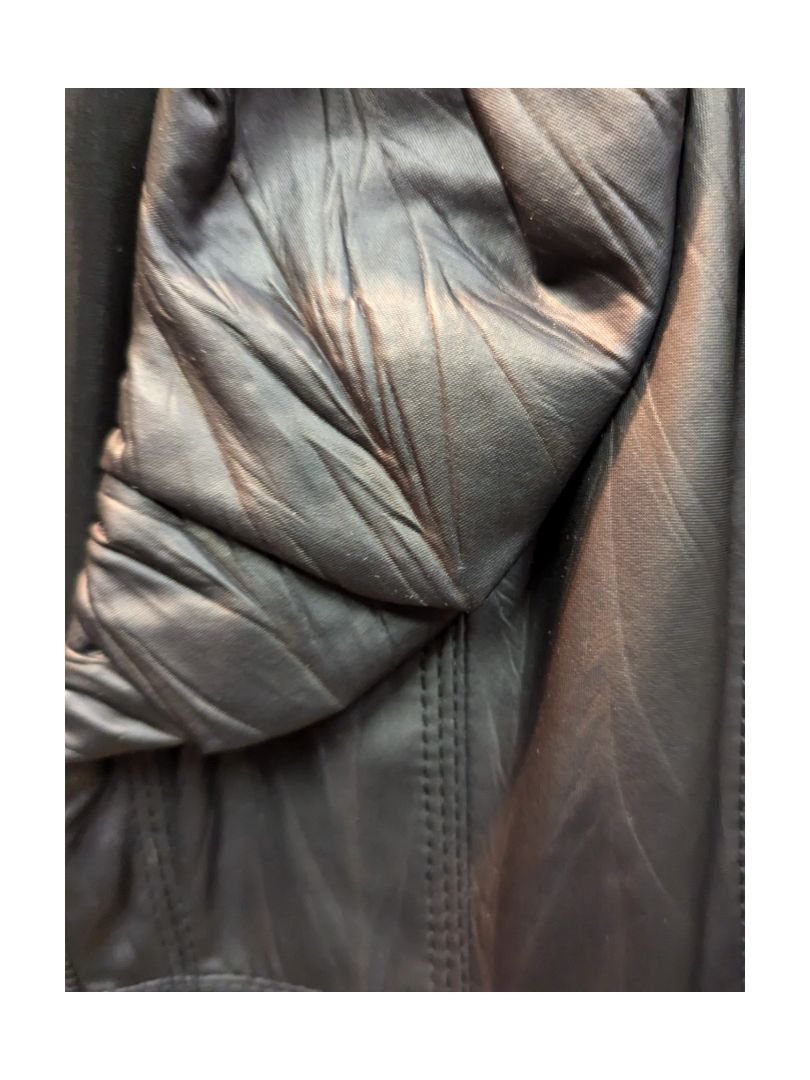 Black Pu Leather Jacket w/ Puffy Collar VEX