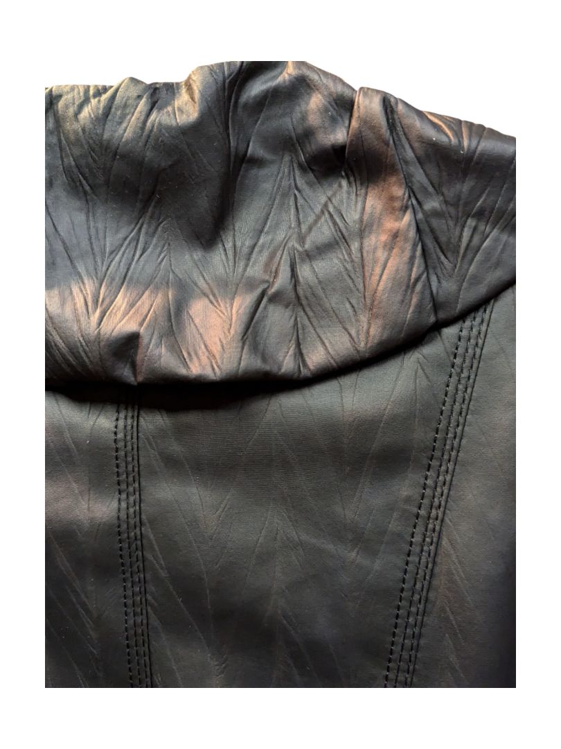 Black Pu Leather Jacket w/ Puffy Collar VEX