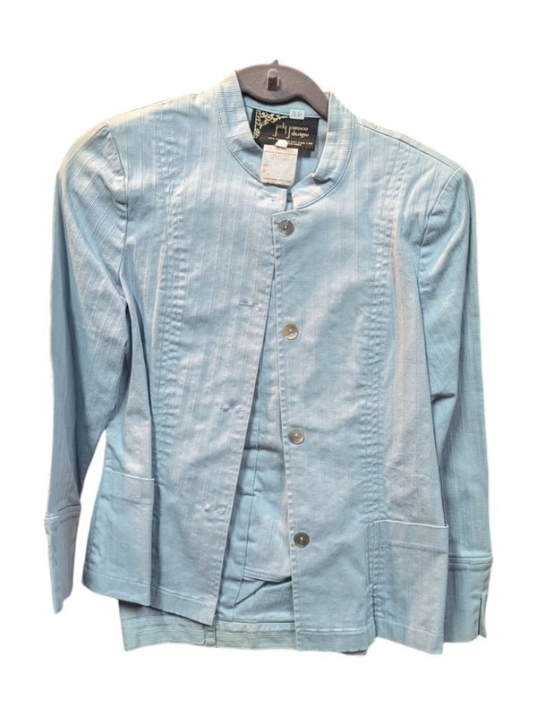 Light Blue No-Collar Denim Jacket with Pants (set of 2) Judy Joannou Size XS