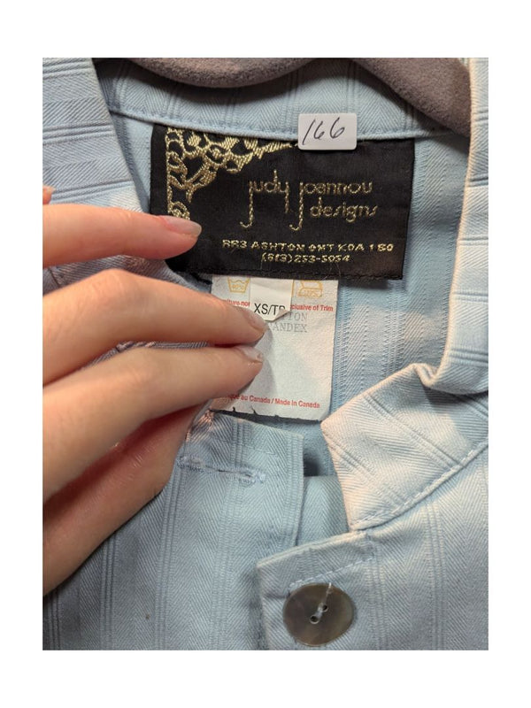 Light Blue No-Collar Denim Jacket with Pants (set of 2) Judy Joannou Size XS