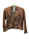 Brown Soft Pu Leather Draped Shirt YM Size 3/4