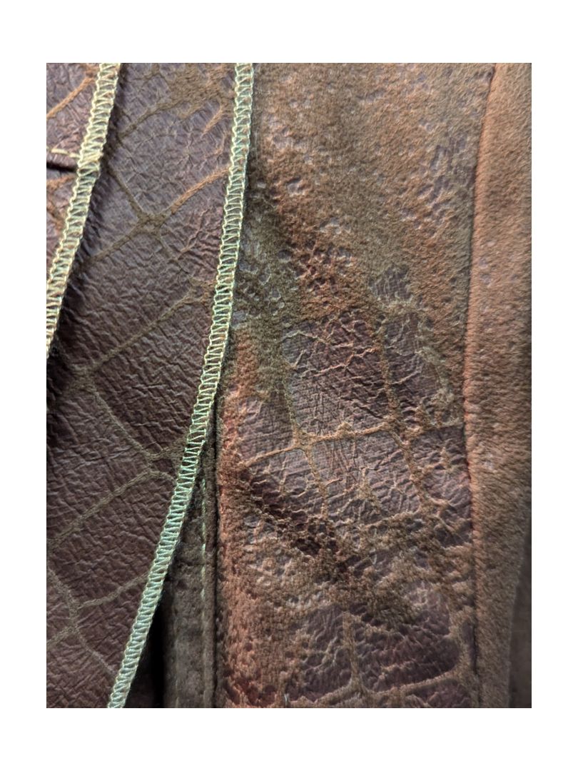 Brown Soft Pu Leather Draped Shirt YM Size 3/4