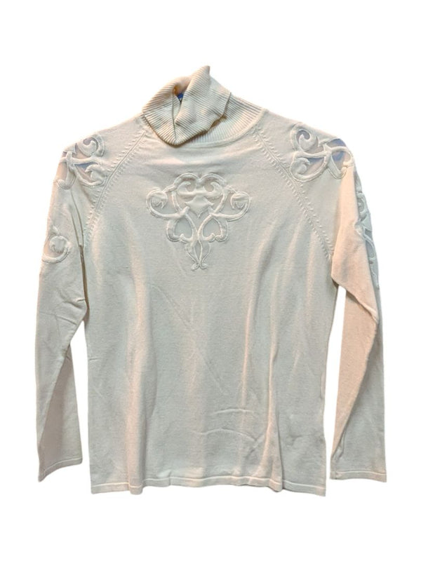 Ivory Cream Turtleneck Knit Shirt w/ Velvet Leo Guy Size 3