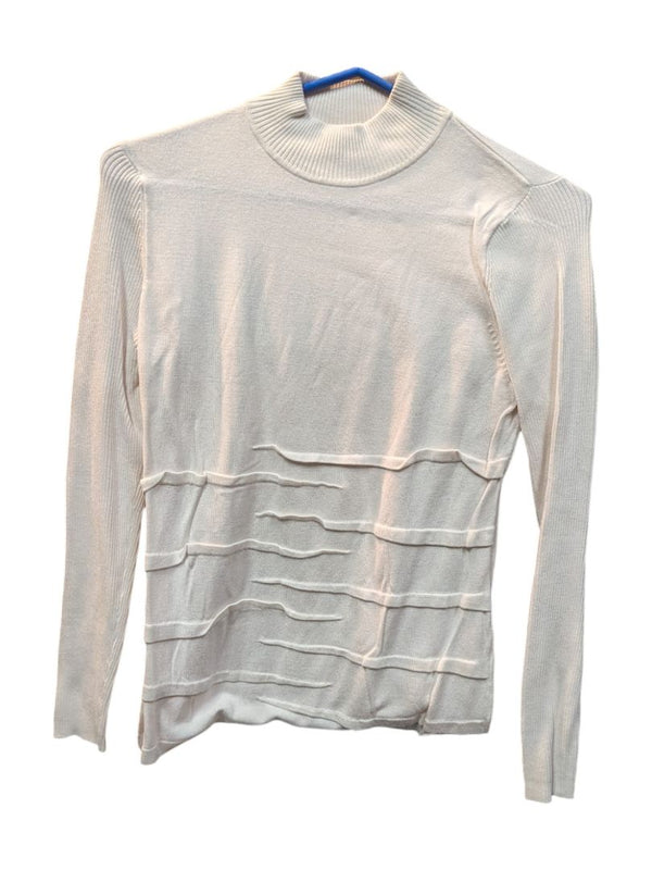Cream Knitted Shirt w/ Lines Vex Size M