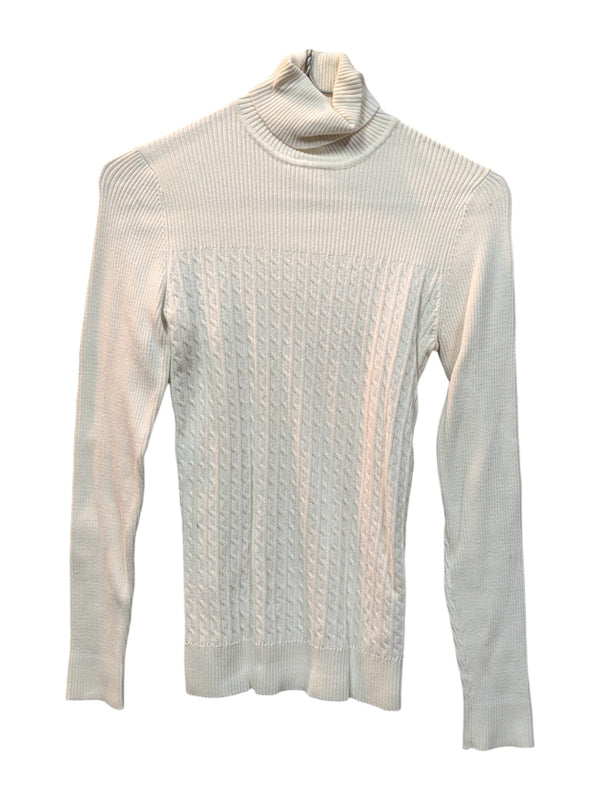 White Turtleneck Soft Knit Sweater Denver Hayes Size M