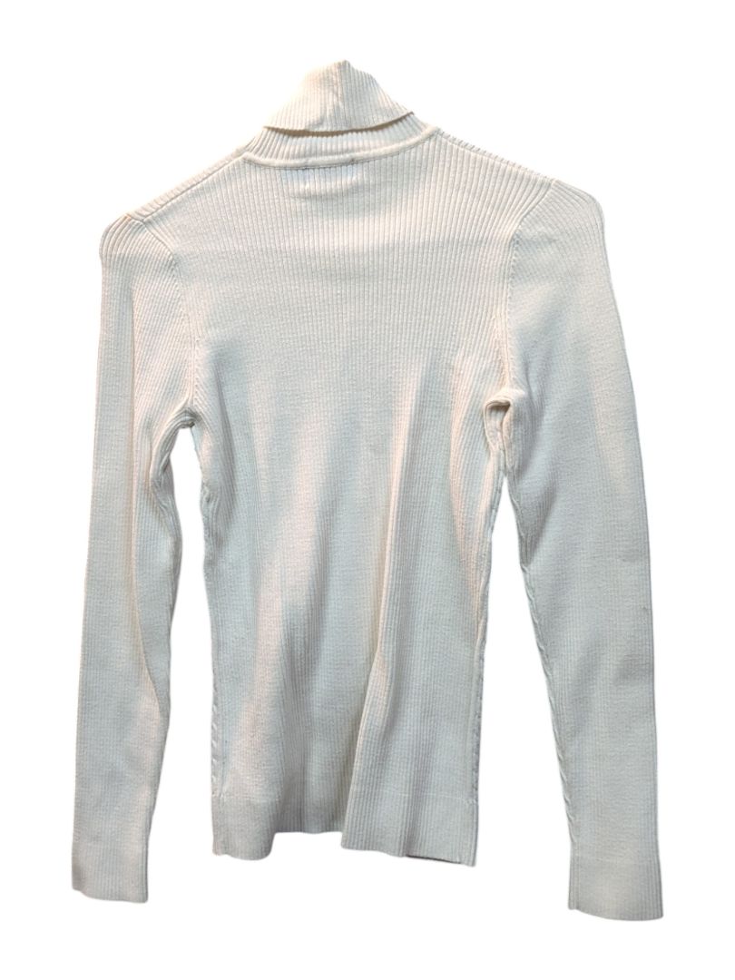White Turtleneck Soft Knit Sweater Denver Hayes Size M