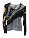 Grey Dot Pattern and Lining Black Long Sleeves Chagall Size S