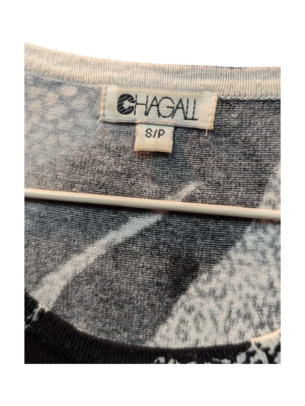 Grey Dot Pattern and Lining Black Long Sleeves Chagall Size S