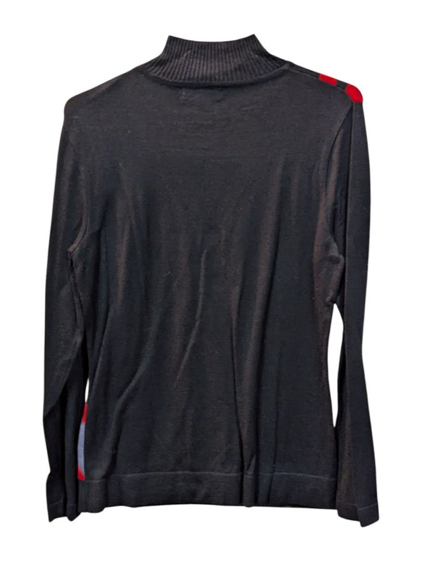 Red Geometric Pattern Black Sweater Parkhurst Size S