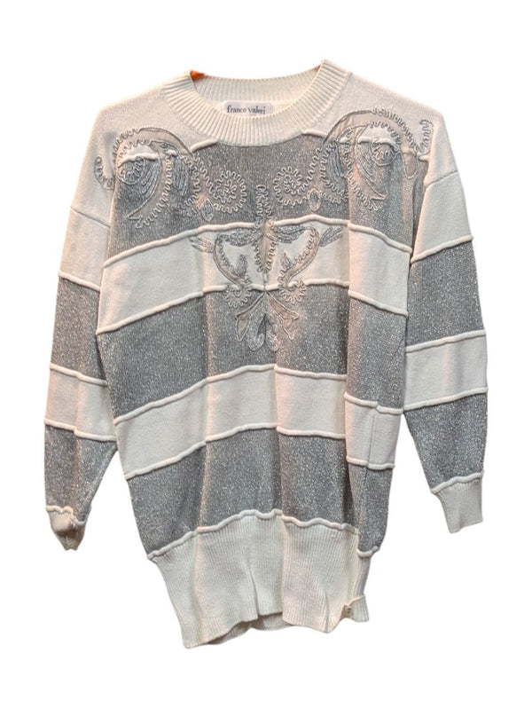 Cream Metalic Stripped Sweater Franco Valeri Size M
