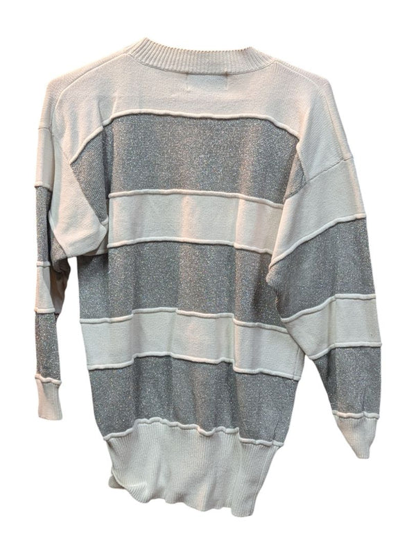 Cream Metalic Stripped Sweater Franco Valeri Size M