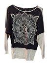 Flower Pattern Black Soft Knit Long Sleeves Frank Lyman Size M