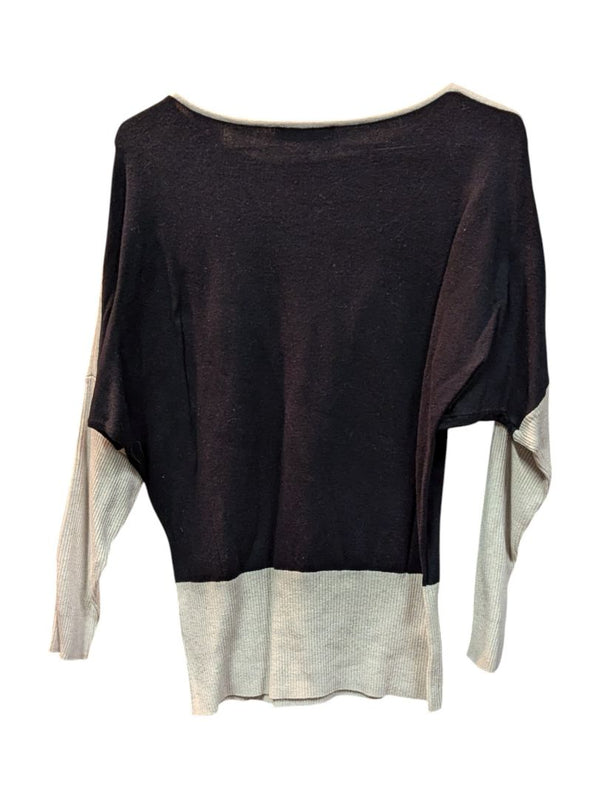 Flower Pattern Black Soft Knit Long Sleeves Frank Lyman Size M