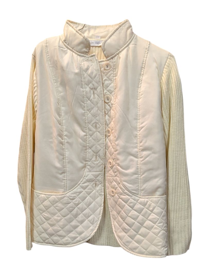 Cream Puffy Jacket w/ Knitted Sleeves Beat's Choice Size M
