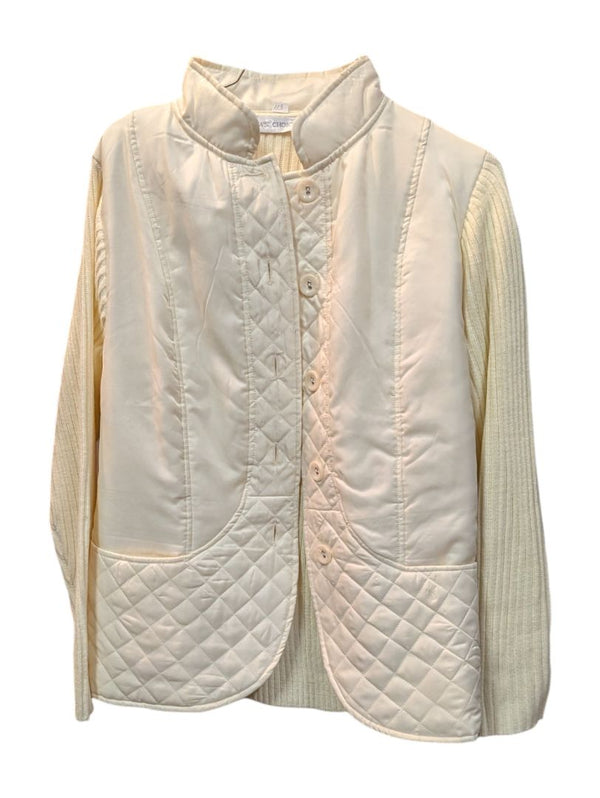 Cream Puffy Jacket w/ Knitted Sleeves Beat's Choice Size M