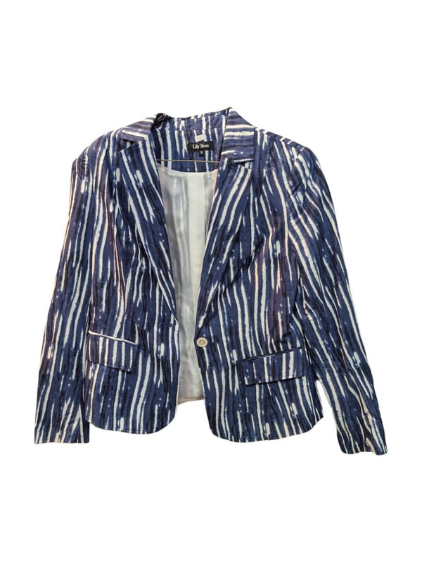 Blue and White Paint Blazer Lily Moss Size S