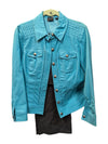 Teal Blue Denim Jacket w/ Grey Trousers (set of 2) Tribal Size 6
