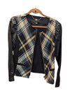 Plaid Jacket w/ Pu Leather Sleeves Cartise Size 8