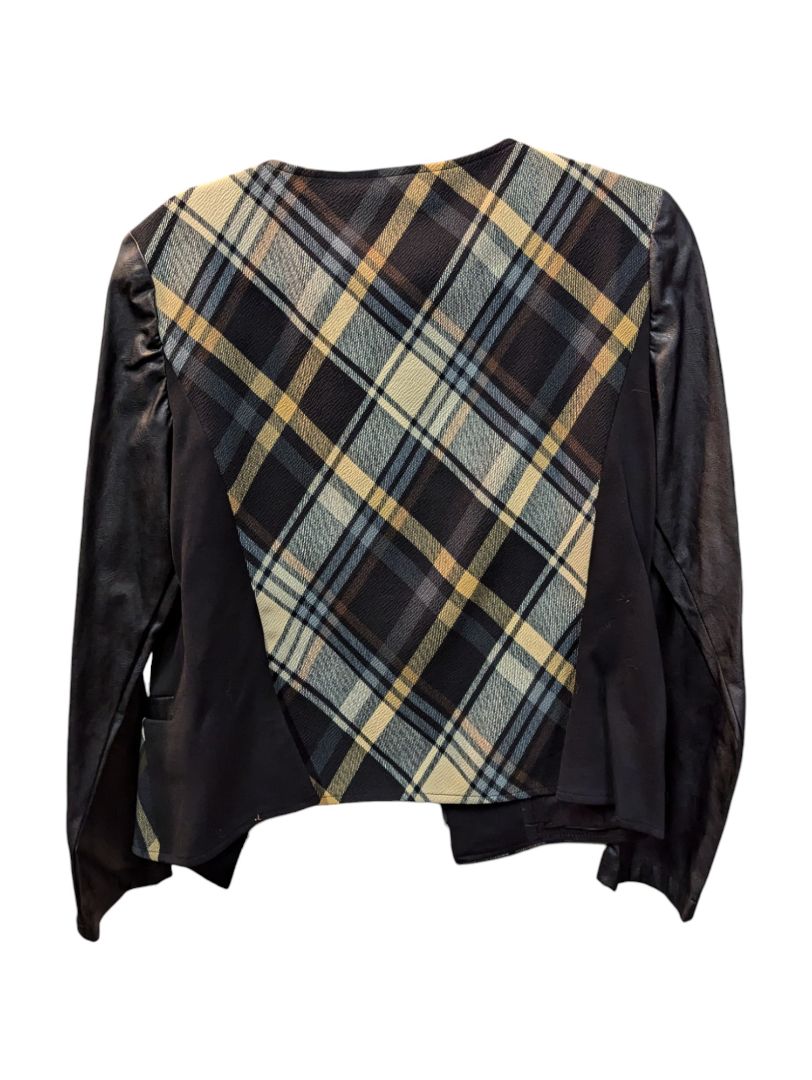 Plaid Jacket w/ Pu Leather Sleeves Cartise Size 8