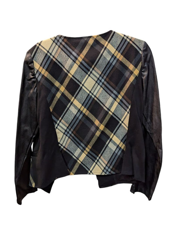 Plaid Jacket w/ Pu Leather Sleeves Cartise Size 8