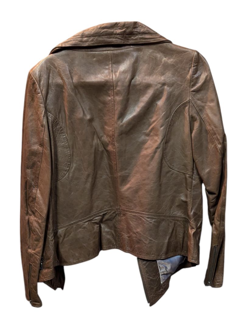 Brown Pu Leather Jacket w/ Puffy Collar Danier Size M