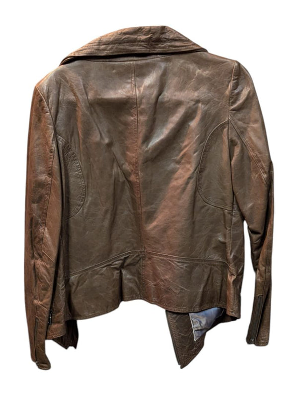 Brown Pu Leather Jacket w/ Puffy Collar Danier Size M