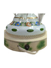 Vintage Hand-Printed Hurricane Glass Lamp w/ Glass Lusters