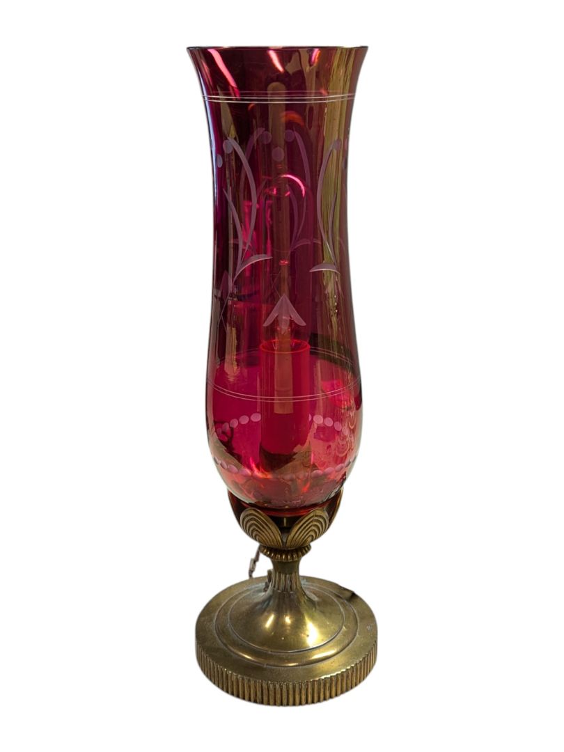 Vintage Bohemian-style Ruby Glass Lamp