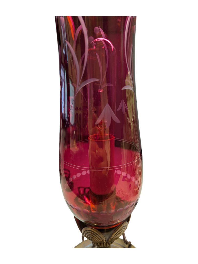 Vintage Bohemian-style Ruby Glass Lamp