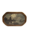 Windmill and Boat Printed Oil Paintings (set of 2)