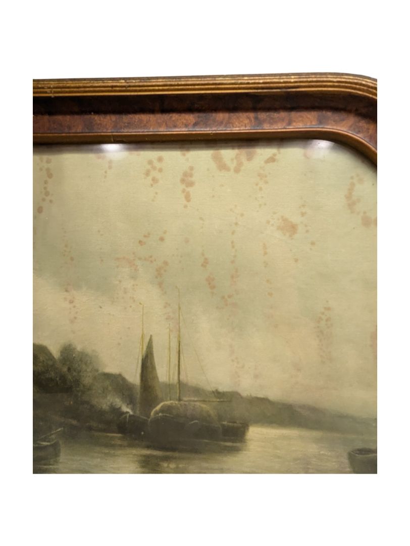 Windmill and Boat Printed Oil Paintings (set of 2)