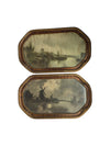 Windmill and Boat Printed Oil Paintings (set of 2)