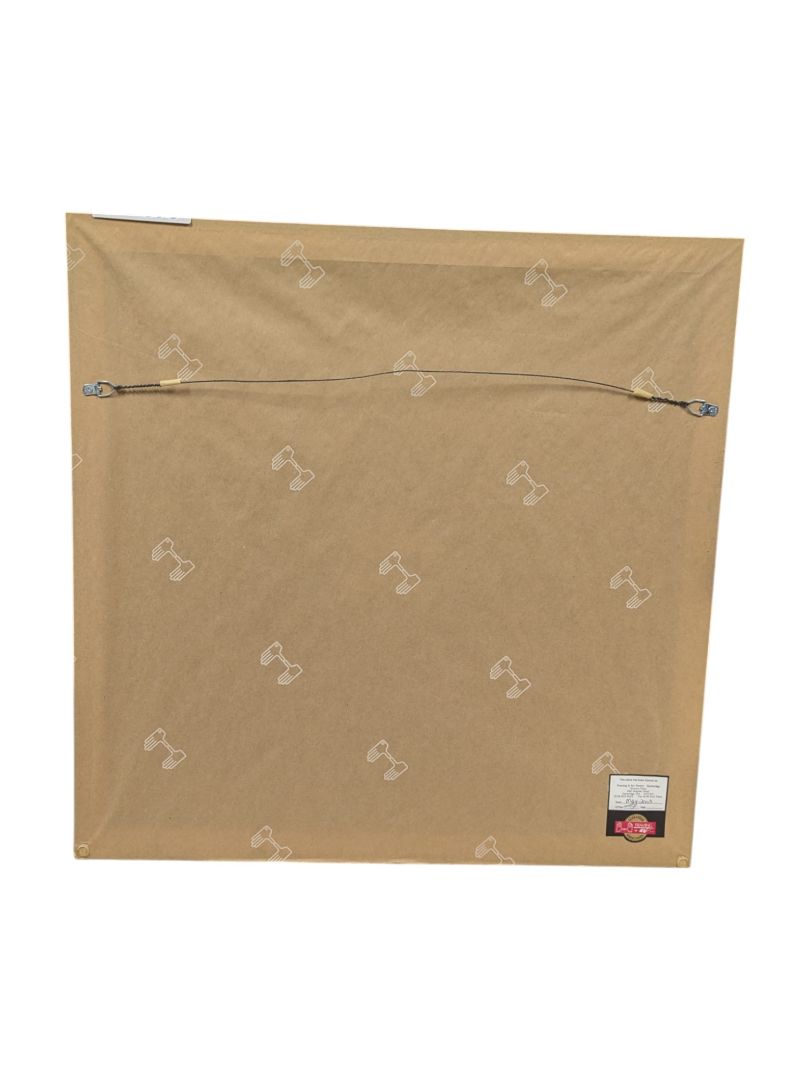 Square Painting Print of Building View Behind Clock