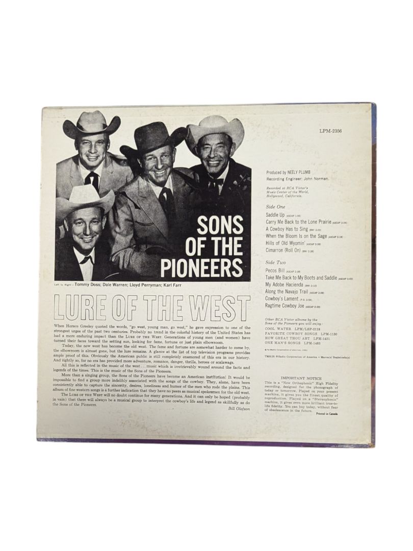 Songs of the Pioneers Lure of the West LP