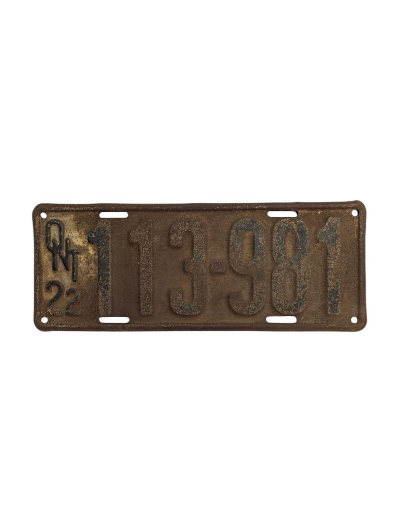 1922 Ontario License Plate (2 pieces)