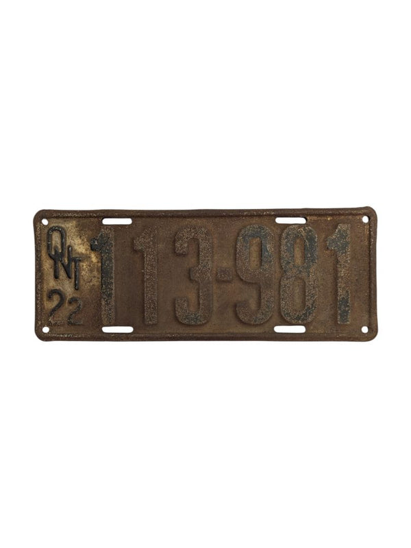 1922 Ontario License Plate (2 pieces)