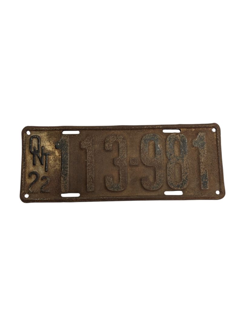 1922 Ontario License Plate (2 pieces)