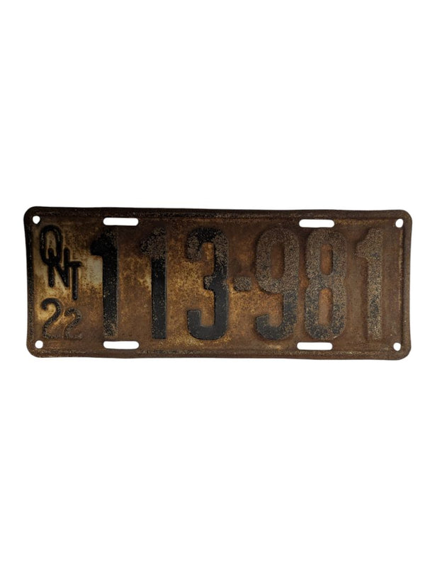 1922 Ontario License Plate (2 pieces)