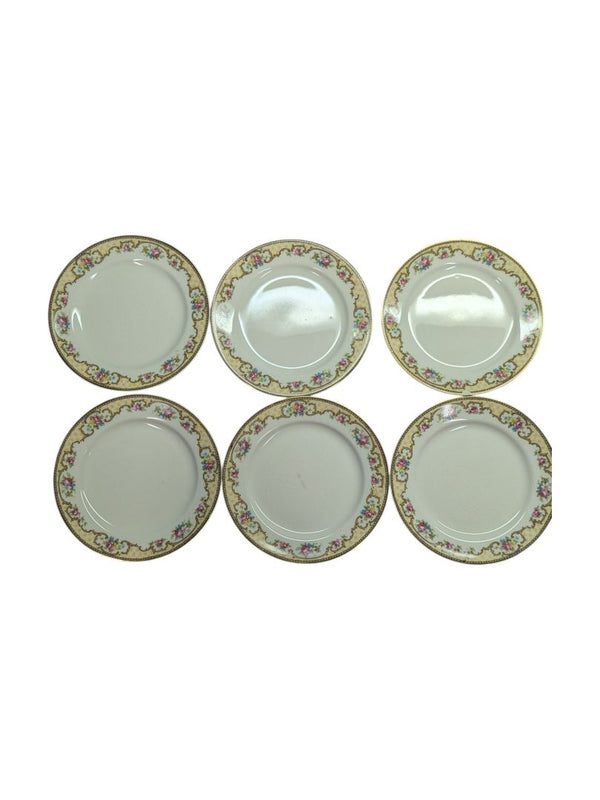 WH Grindley and Co Flower Rim Plate Set (6 pcs)