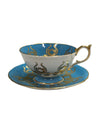Aynsley Bone China Teal Blue Teacup w/ Saucer (2 pcs)