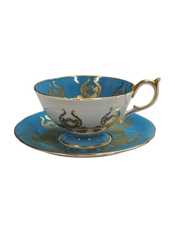 Aynsley Bone China Teal Blue Teacup w/ Saucer (2 pcs)