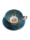 Aynsley Bone China Teal Blue Teacup w/ Saucer (2 pcs)