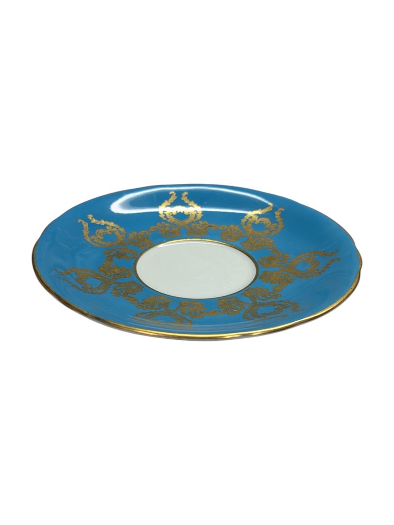 Aynsley Bone China Teal Blue Teacup w/ Saucer (2 pcs)
